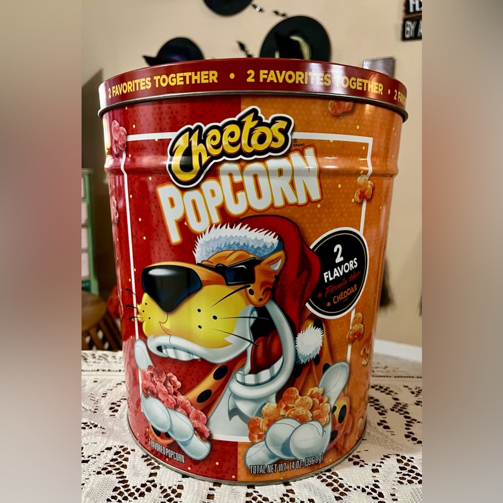 Chester Cheetah Cheetos Large Tin Canister - Popcorn Tin - Trash Can